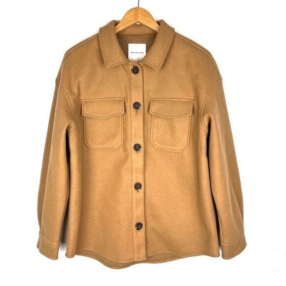 Avec Les Filles Chestnut Brown Oversized Button Down Shacket Pockets size medium - Picture 2 of 5
